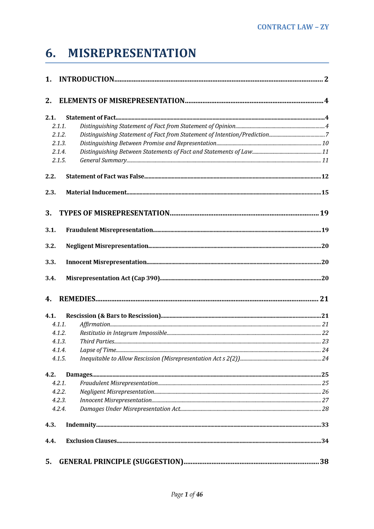 6-misrepresentation-summary-law-of-contract-contract-law-zy-6