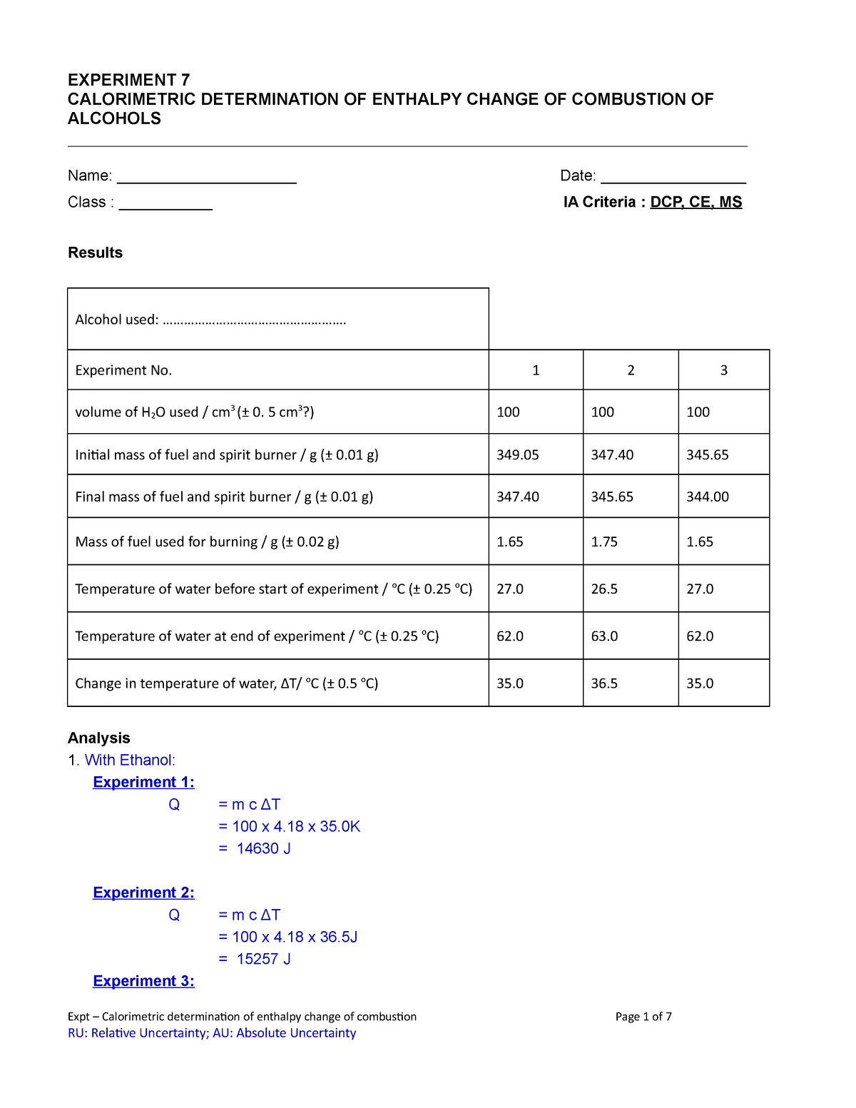 expt-7-enthalpy-of-combustion-tr-experiment-7-calorimetric