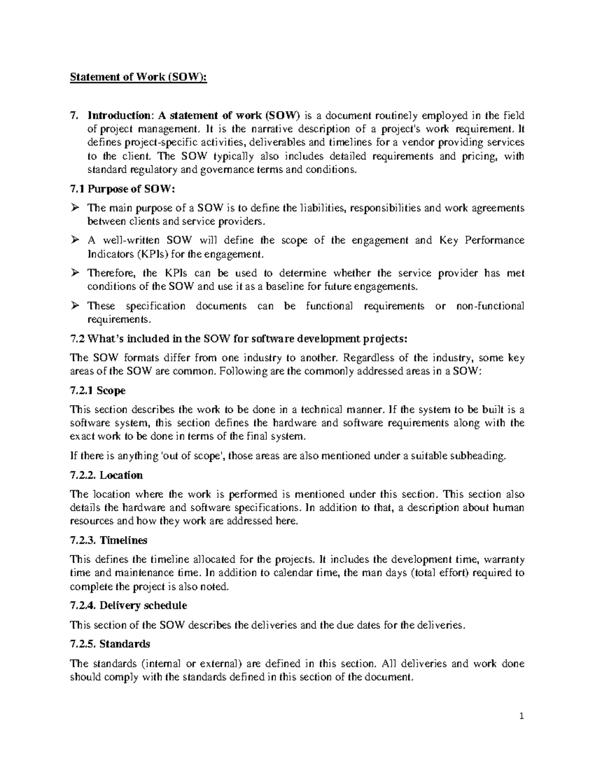 Topic-7 - process engineering - 1 Statement of Work (SOW): Introduction ...