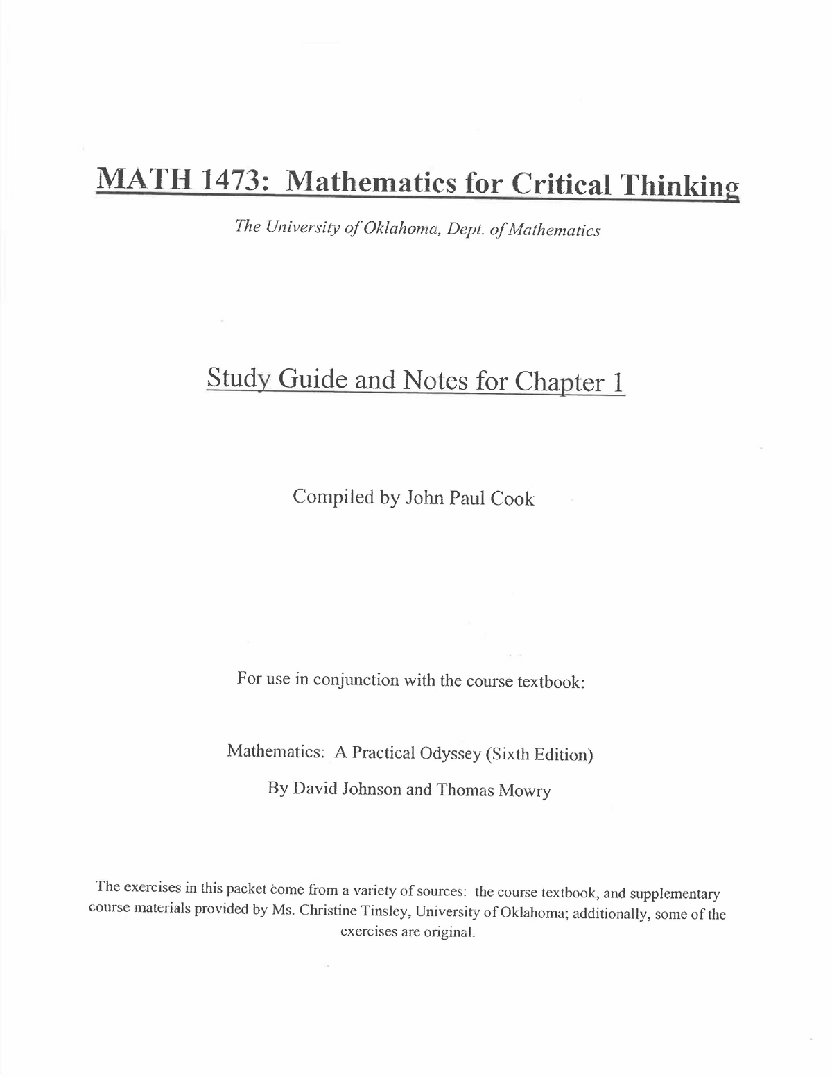 Math 1473 10 Study Guide And Notes For Chapter 1 Studocu