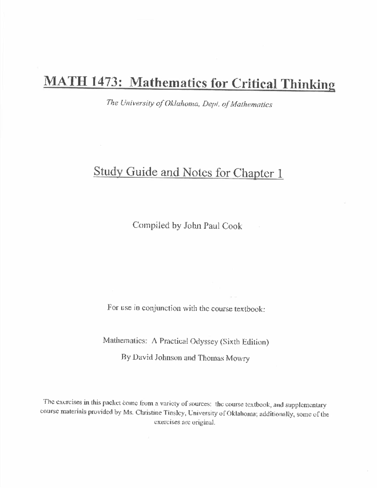 Math 1473 10 Study Guide And Notes For Chapter 1 Studocu