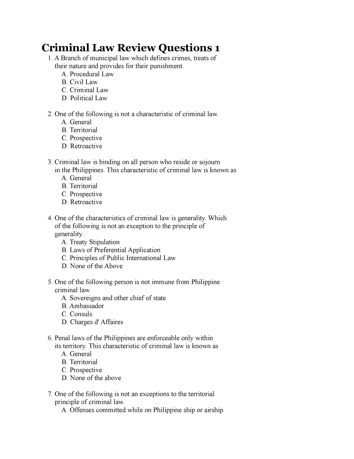 criminal-law-review-questions-1-a-procedural-law-b-civil-law-c