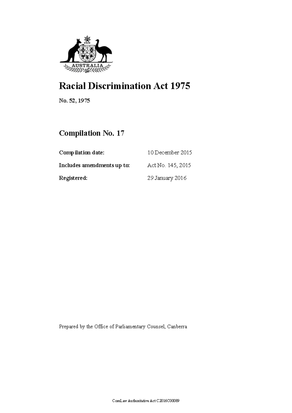 Racial Discrimination Act 1975 Studocu