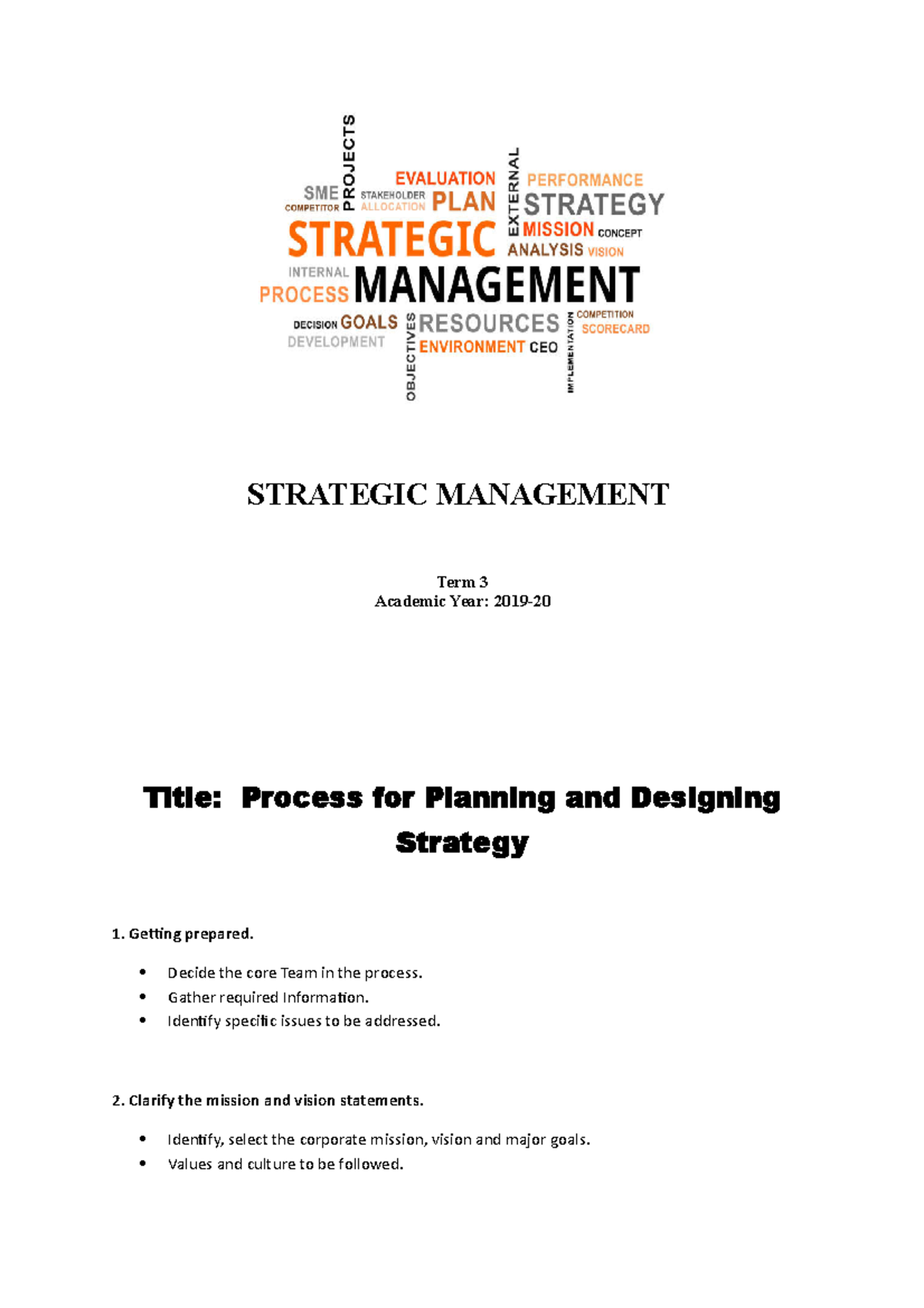 assignment on strategic management - STRATEGIC MANAGEMENT Term 3 ...