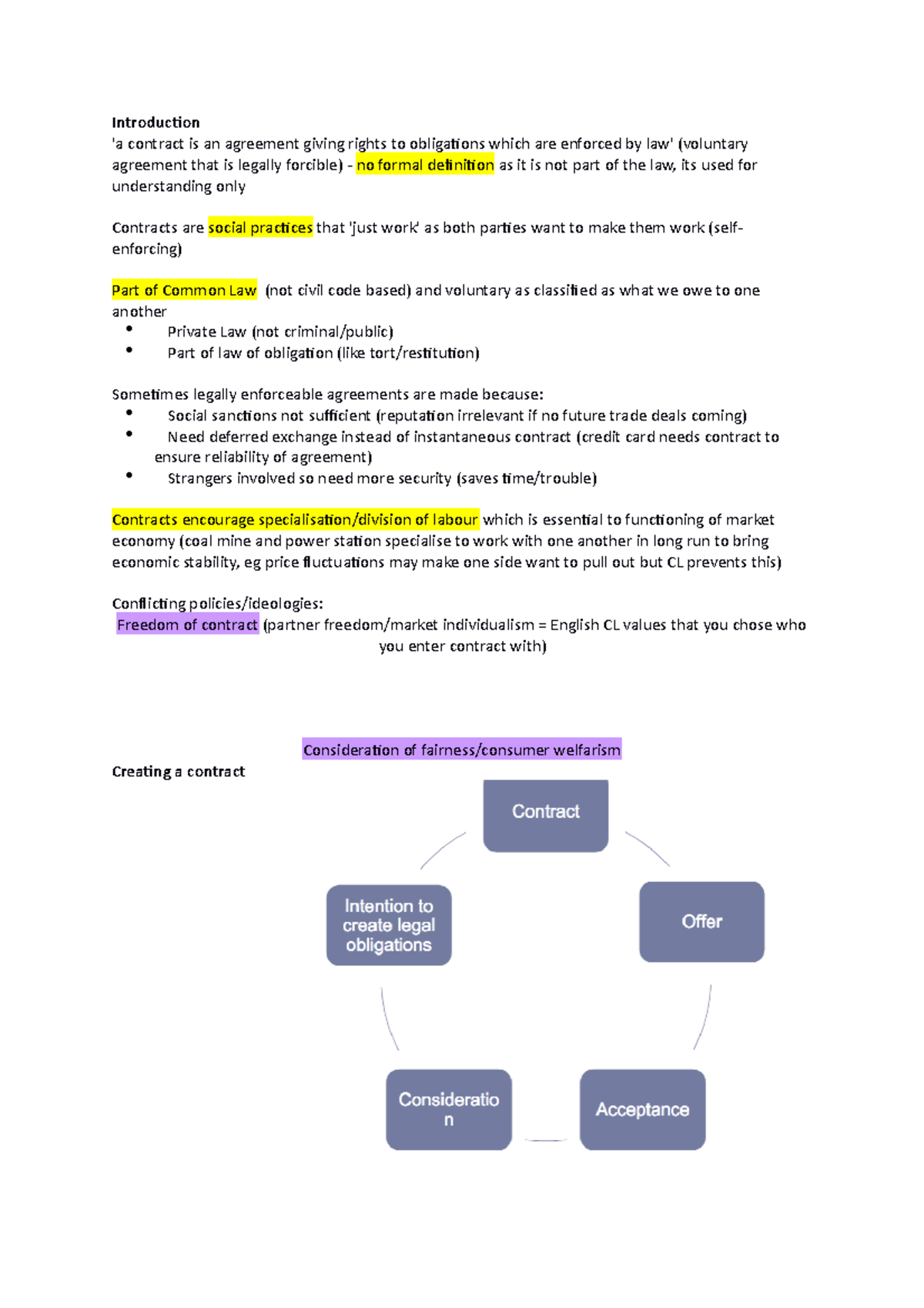 Contract Law Lecture Notes - Introduction 'a contract is an agreement ...
