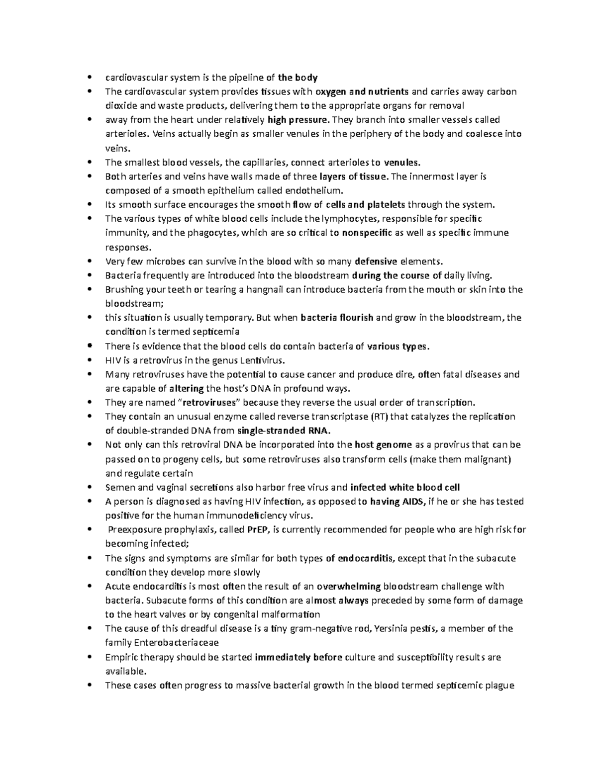 Ch18 summary notes - cardiovascular system is the pipeline of the body ...