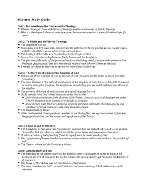 Theo Midterm - Professor Sommers. - Discuss the doctrine of the Trinity ...