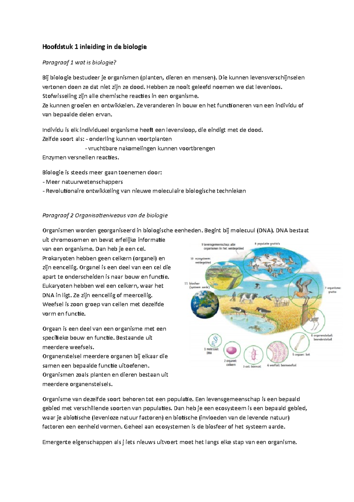 H1 En H2 Biologie Voor Jou VWO 4 - Hoofdstuk 1 Inleiding In De Biologie ...