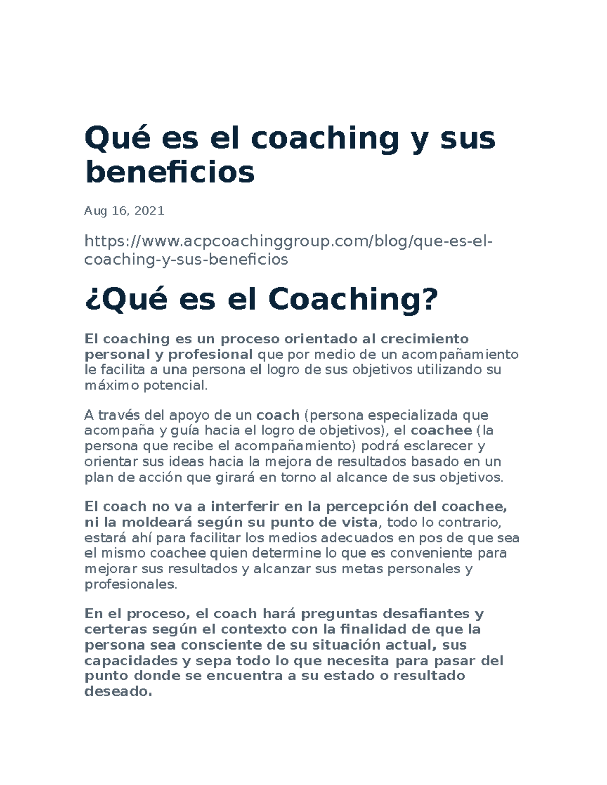 Coaching - Qué Es El Coaching Y Sus Beneficios Aug 16, 2021 ...