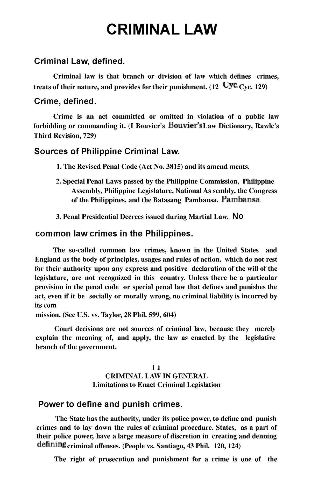 Reyes Revised Penal Code Book 1 Criminal Law Criminal Law Defined