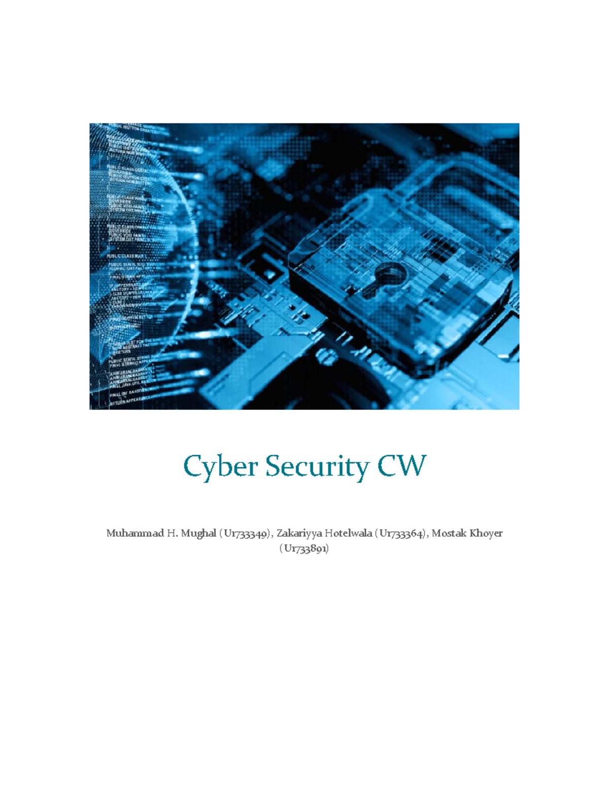 Cyber Security CW - Cyber Security CW Muhammad H. Mughal (U1733349 ...