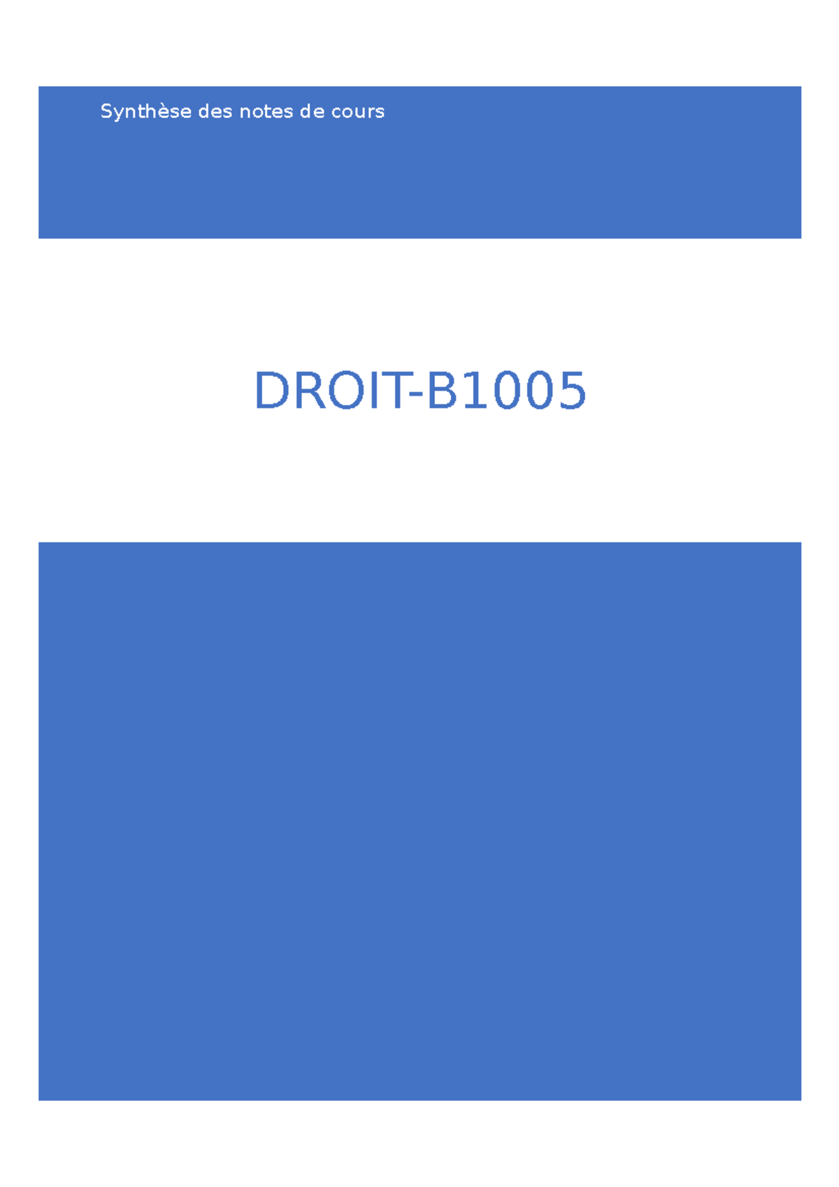 Synthèse Droit - DROIT-B Synthèse Des Notes De Cours Partie 1 ...