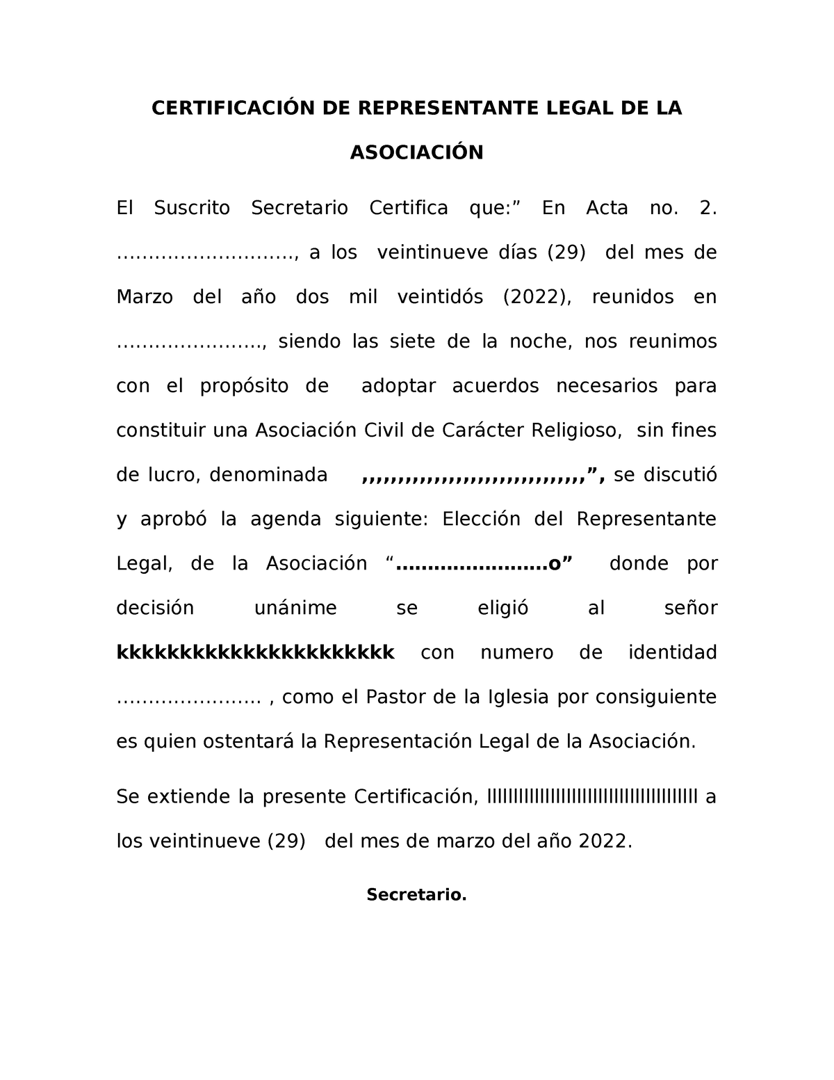 2 2acta 2 Representante Legal CertificaciÓn De Representante Legal De