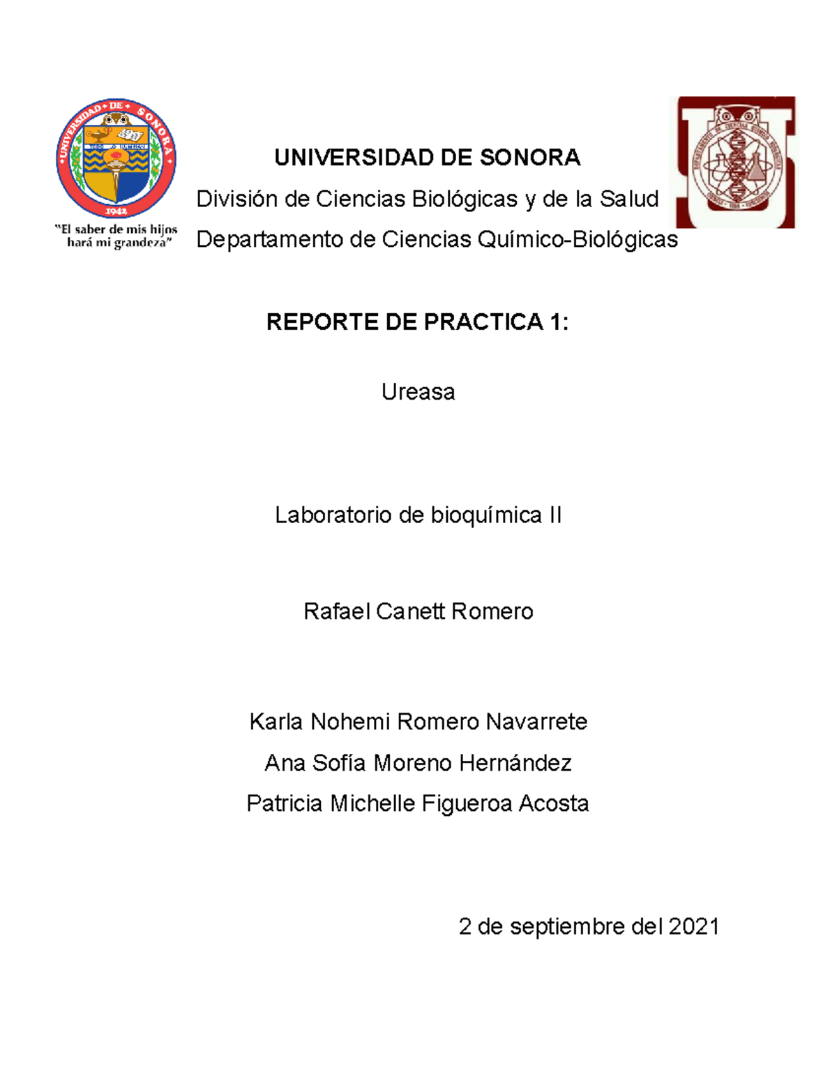 Practica Ureasa Universidad De Sonora Divisi N De Ciencias Biol Gicas Y De La Salud Studocu