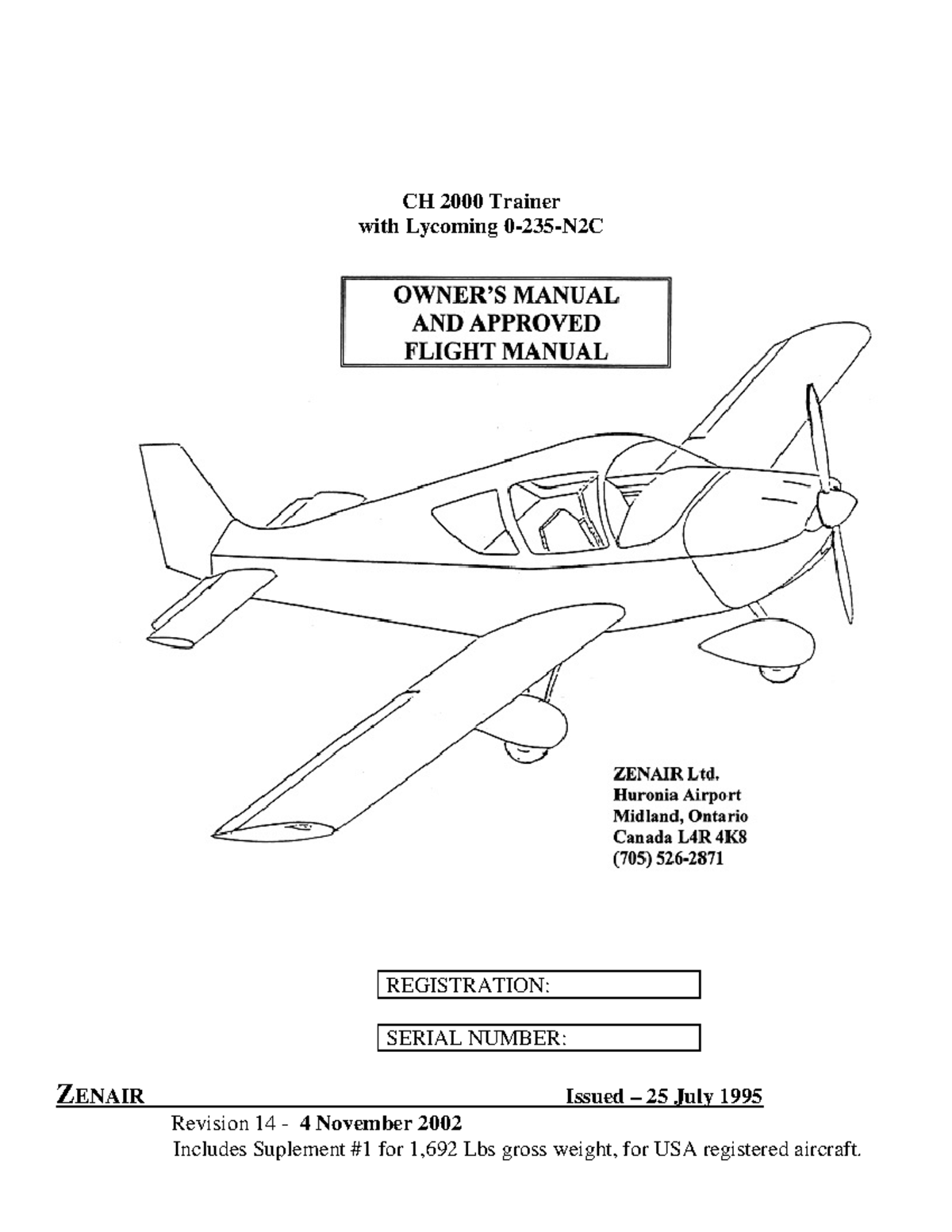 Flight Manual - Unicaribe - CH 2000 Trainer with Lycoming 0-235-N2C ...