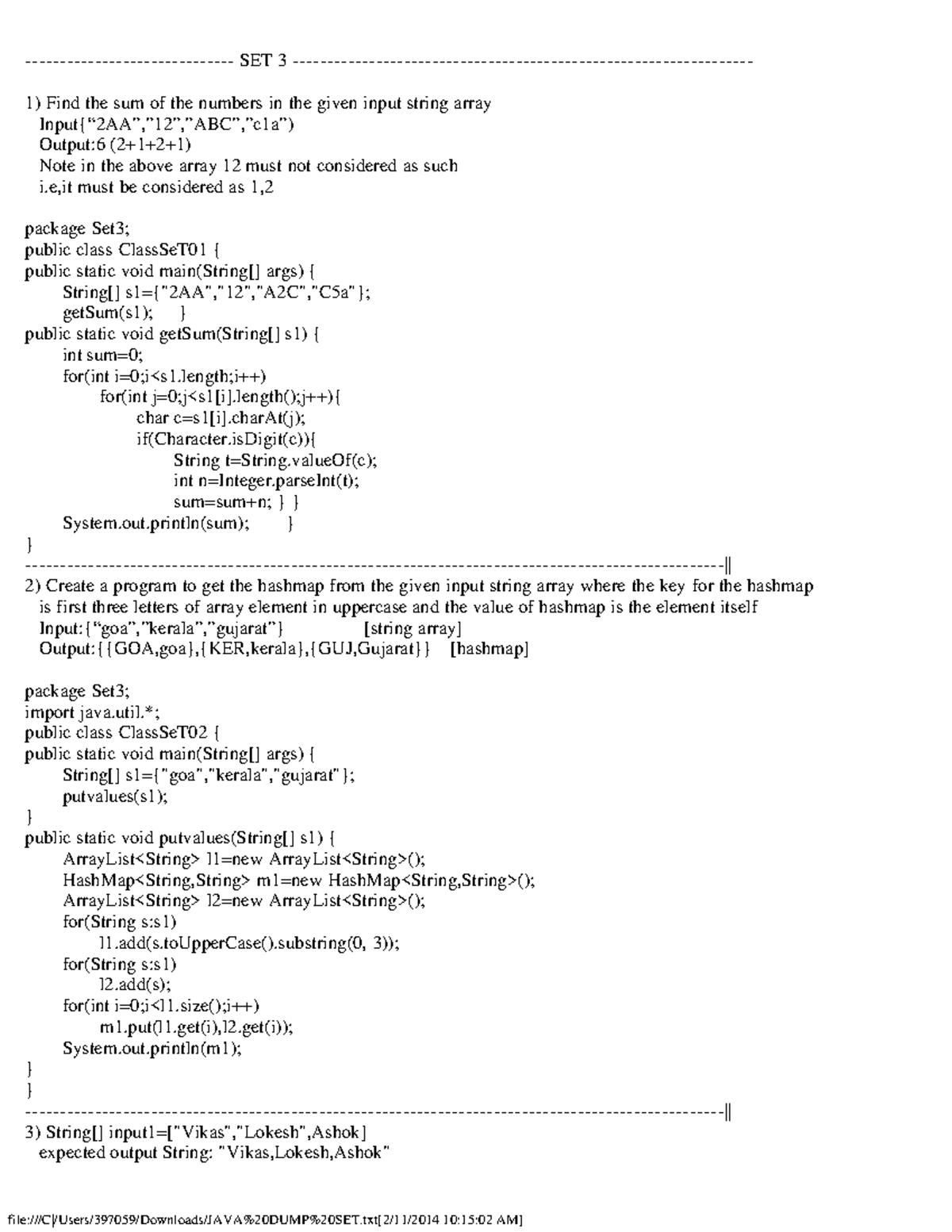 java programming and fundamentals - SET 3 - Find the sum of the numbers ...