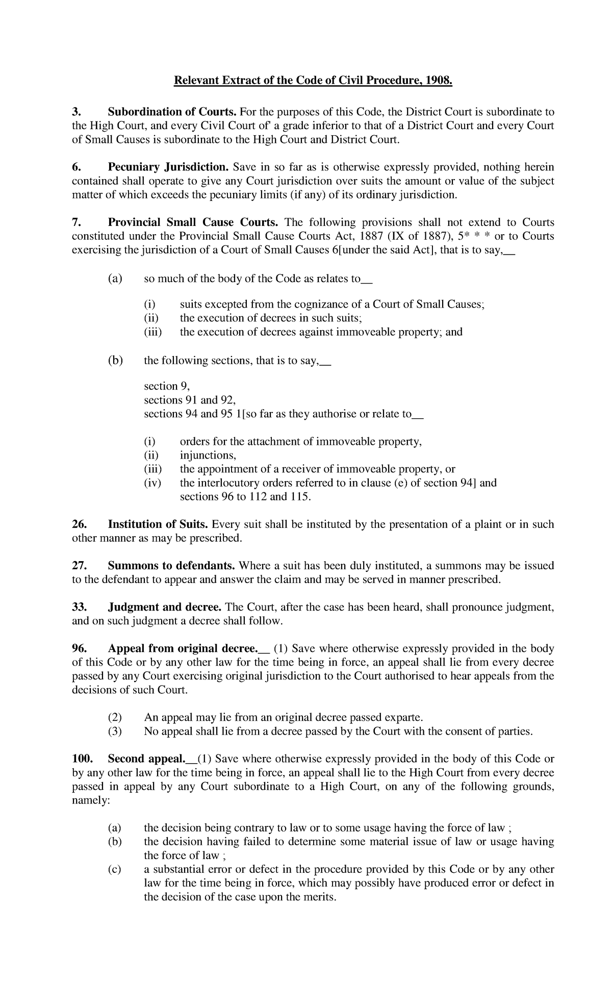 Relevant-Extract-CPC (Jurisdiction) - Relevant Extract of the Code of ...