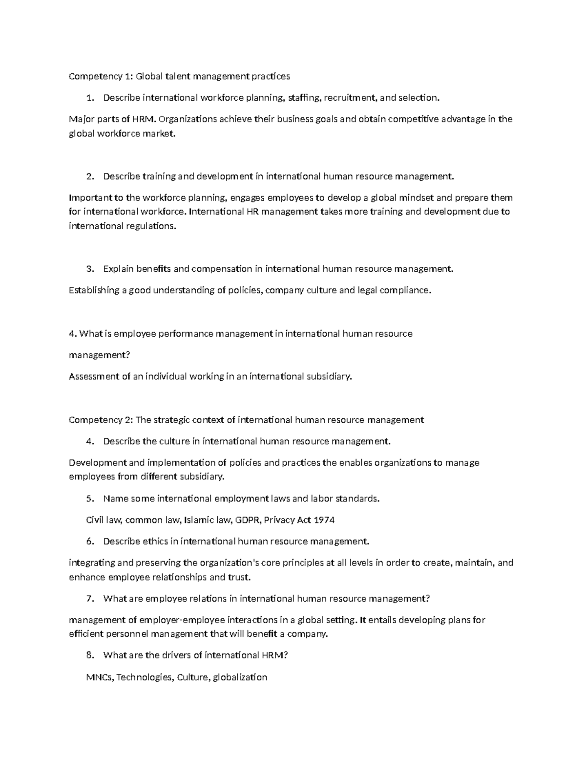 HR TECH Key Q's - These are a part of the study materials assigned by ...