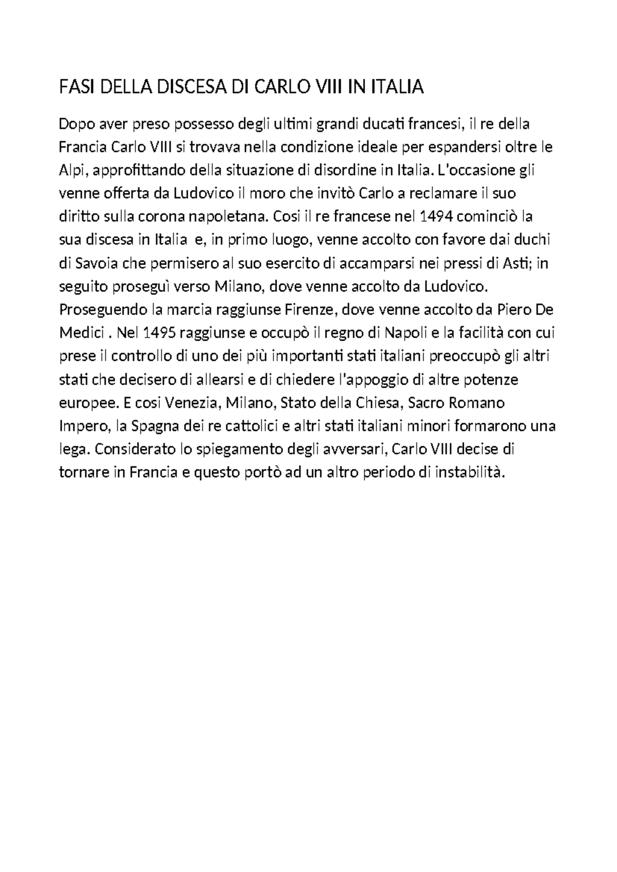 discesa di carlo viii in italia
