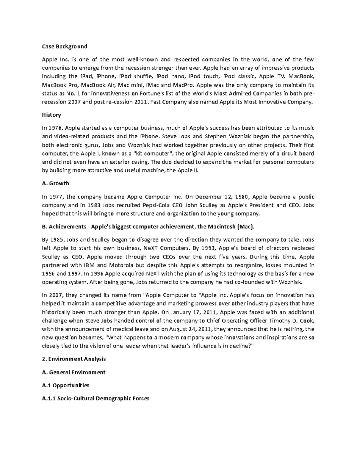 Part1to3 CaseAnalysis Case Background Apple Inc. is one of the