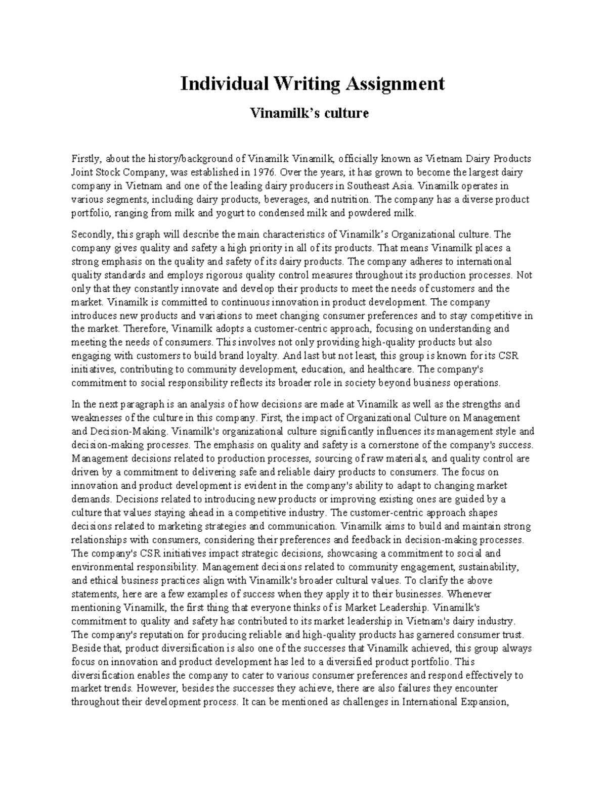 Individual Writing Assignment MGT - Individual Writing Assignment ...