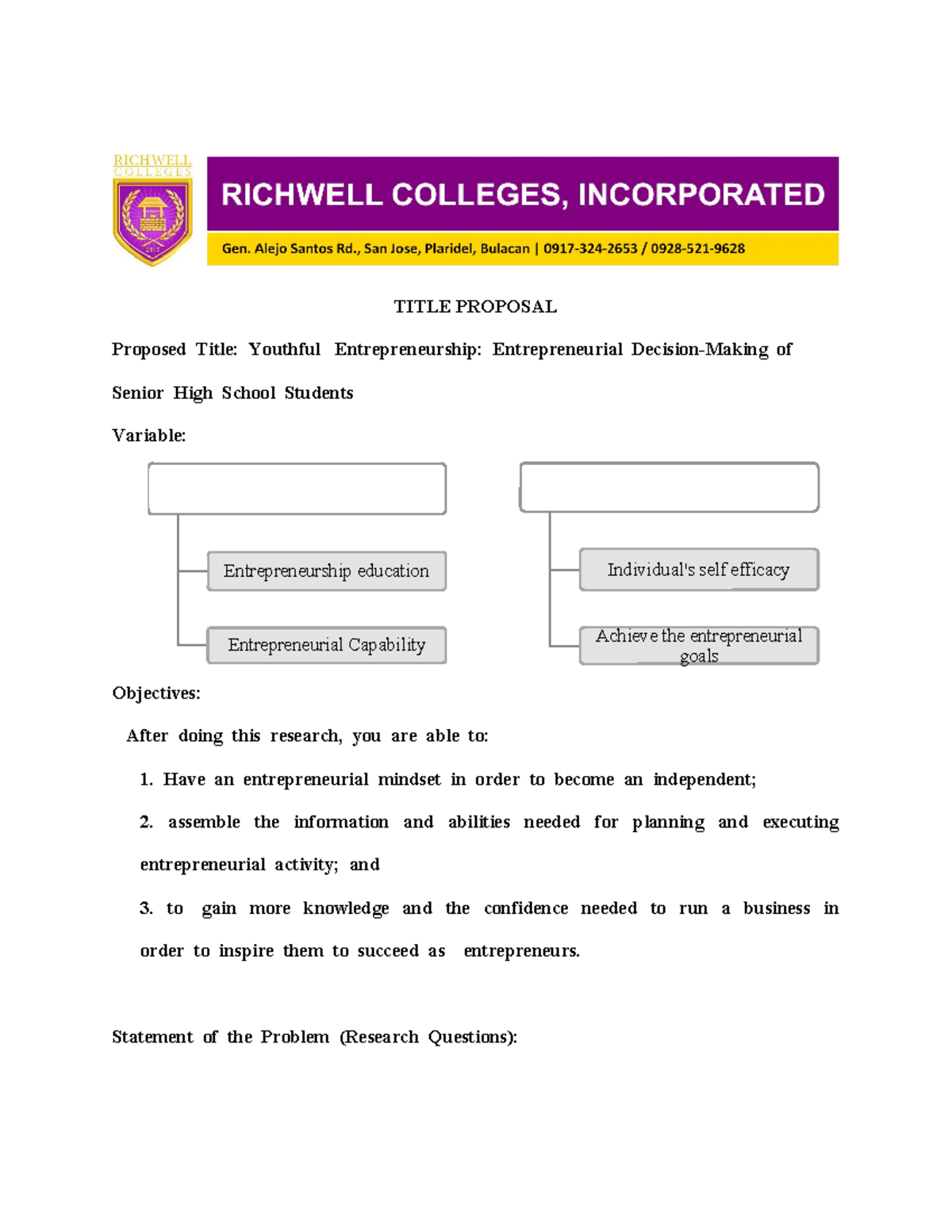 practical research title proposal