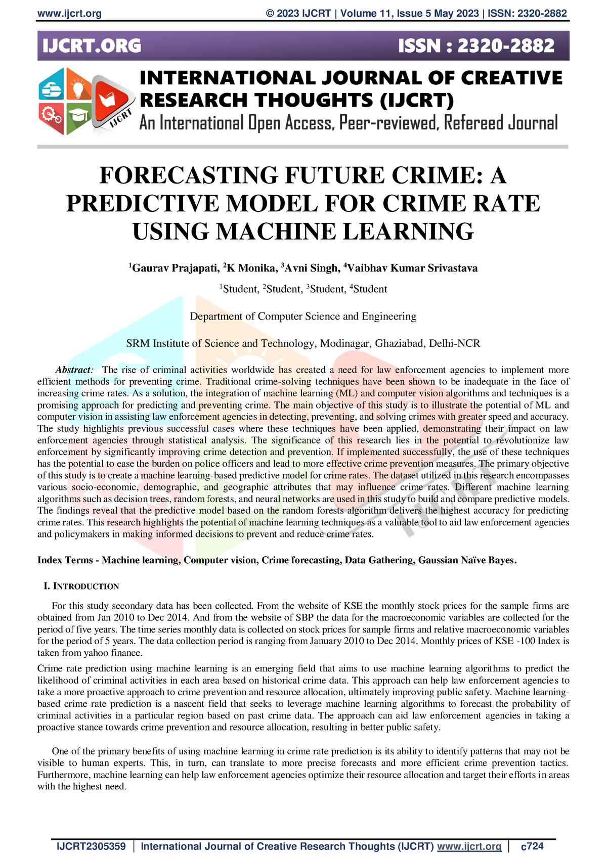 Forecasting Future Crime A Predictive Model for Crime Rate Using 