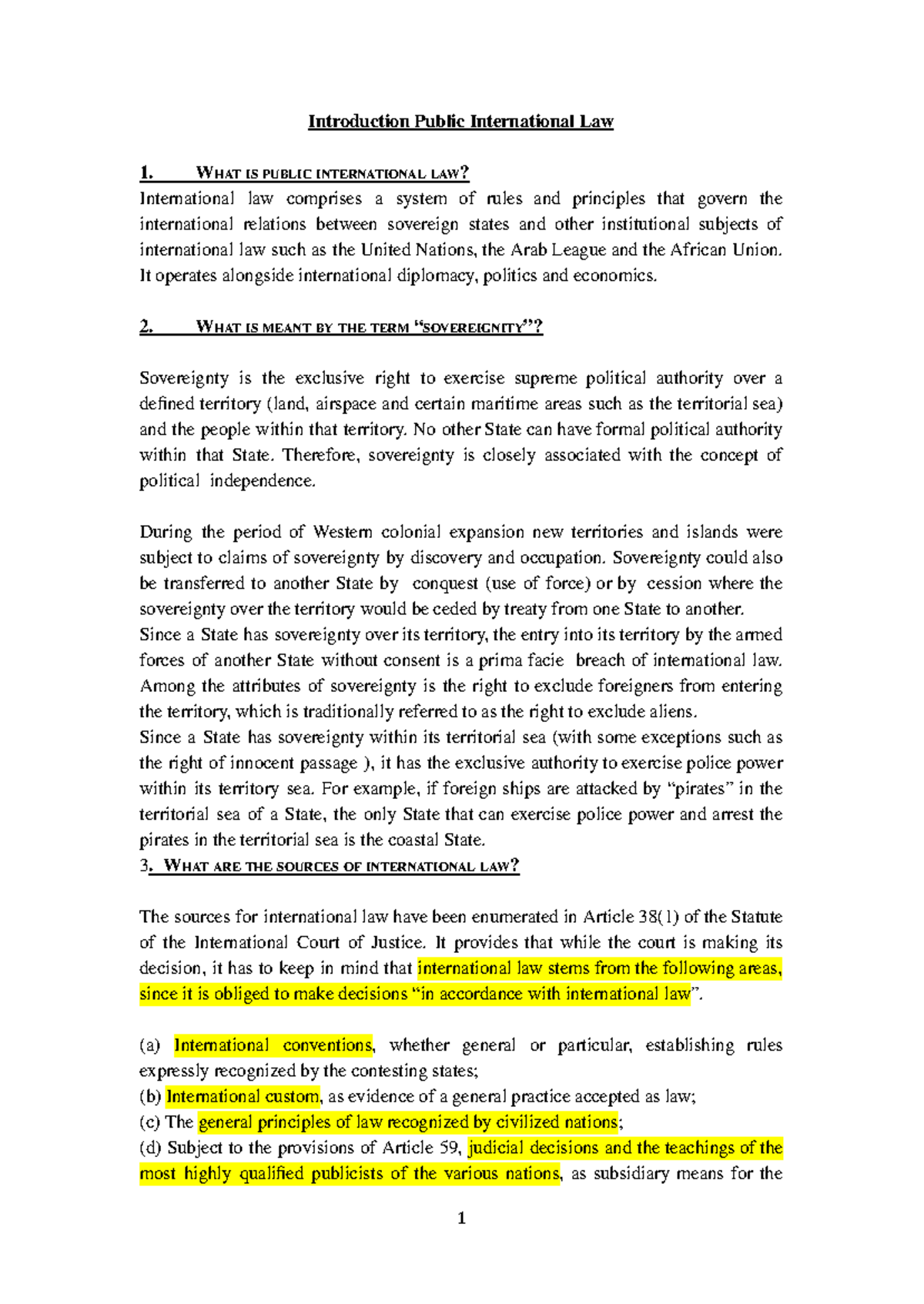 PIL Notes (Unknown 2) - Introduction Public International Law WHAT IS ...