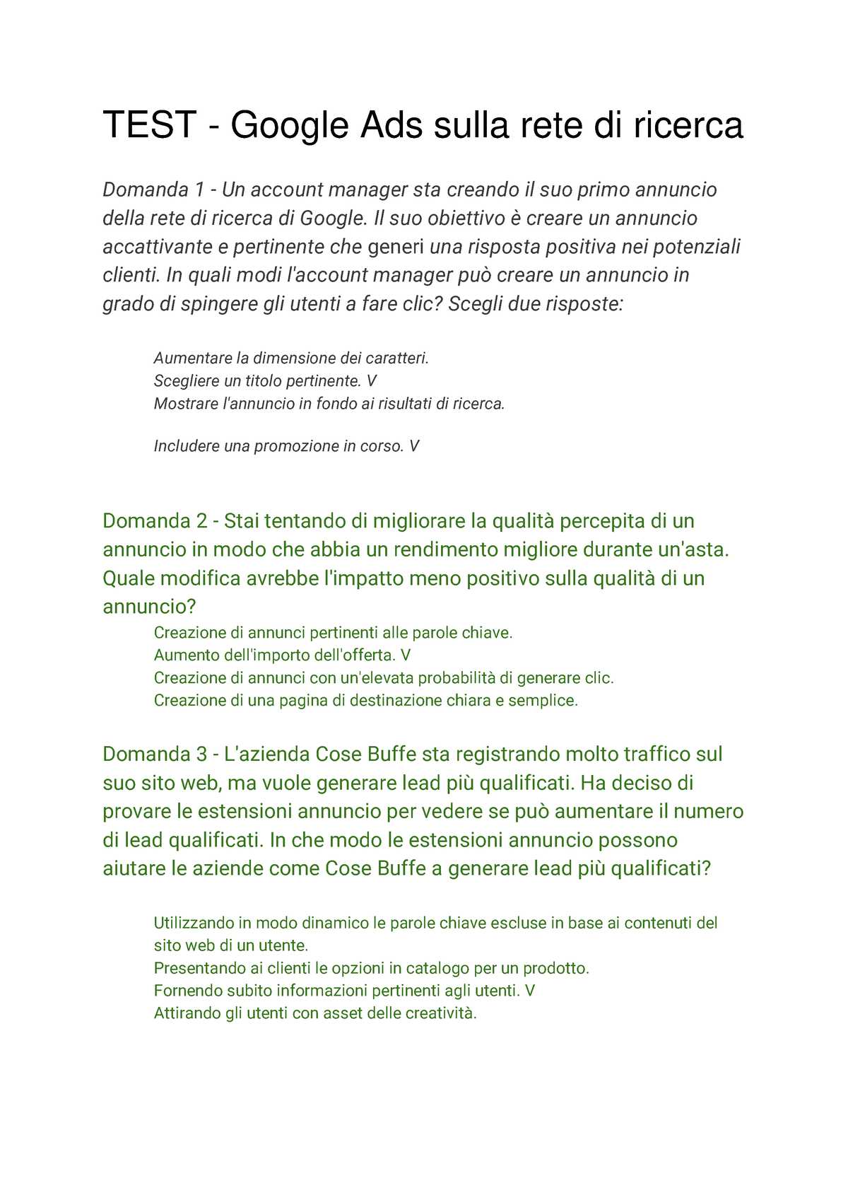 TEST - Google Ads sulla rete di ricerca - Il suo obiettivo Ë creare un  annuncio accattivante e - Studocu