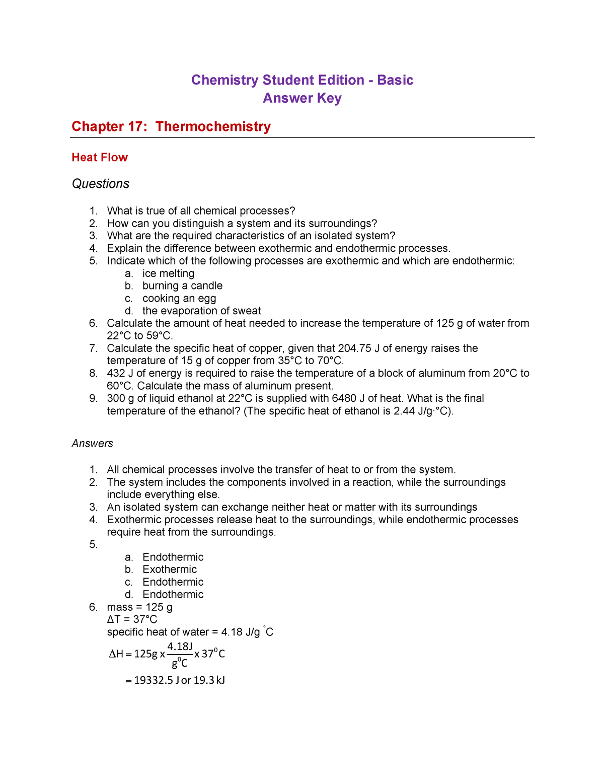 Chem Basic FB Answer Key Ch 17 (06 - Chemistry Student Edition - Basic ...