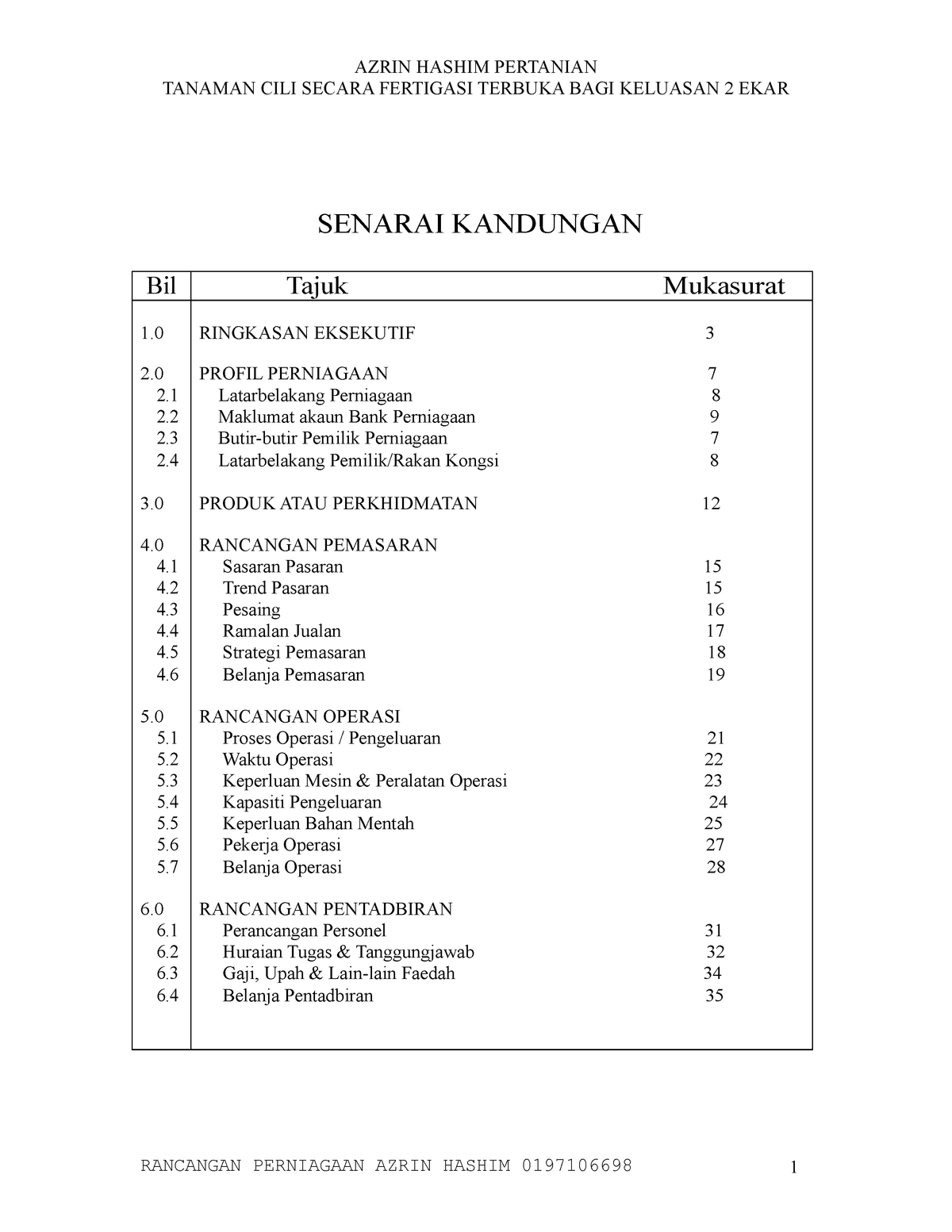 Dokumen Tips Rancangan Perniagaan Pertanian Cili Ditukar Studocu