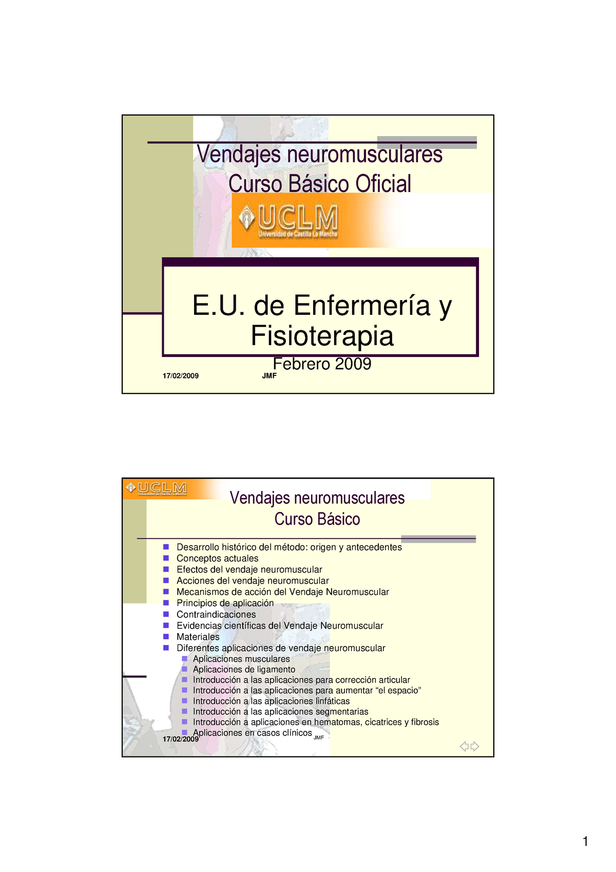 Curso vendaje neuromuscular 17 02 2009 JMF E de Enfermería Studocu