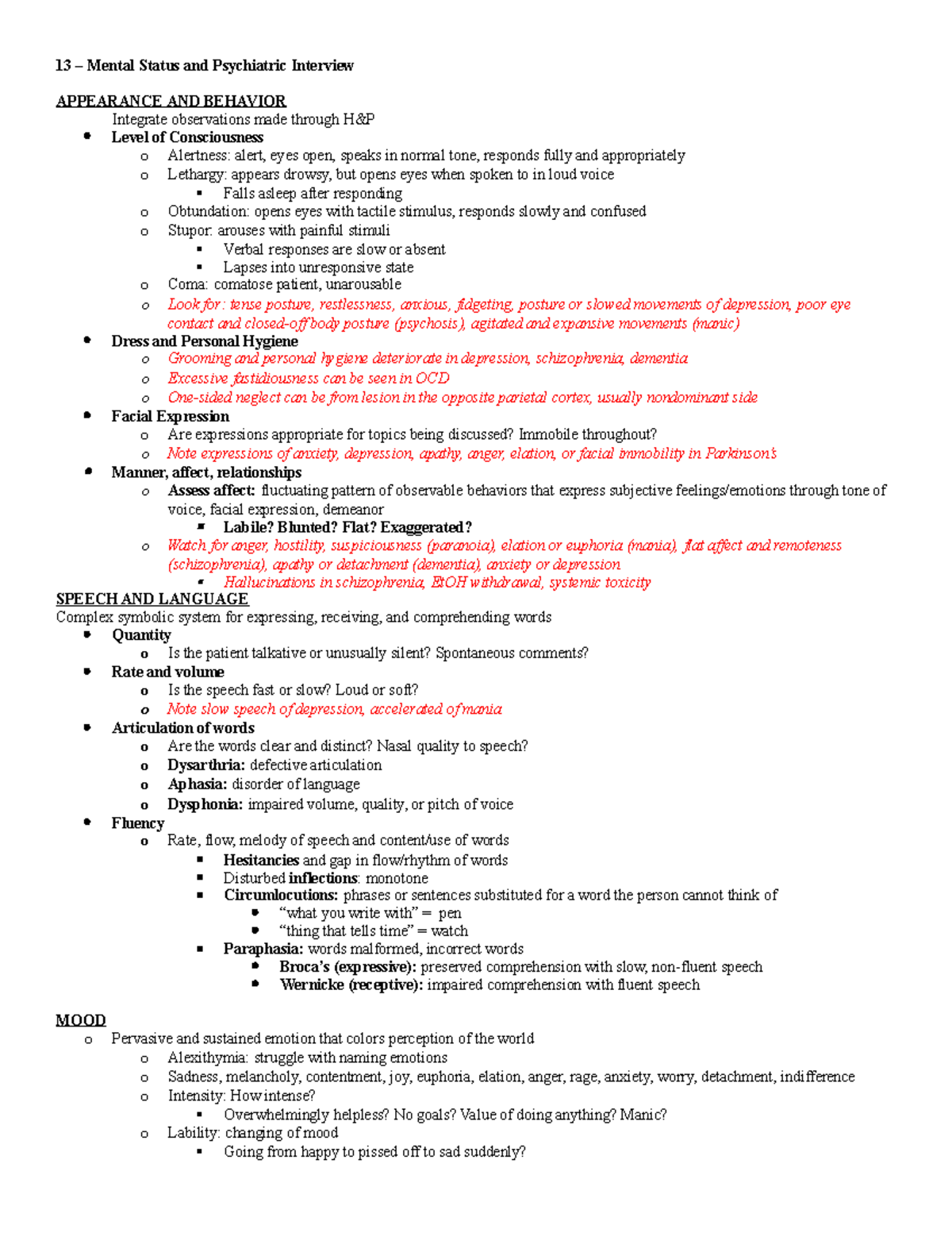 13 - Mental Status - 13 – Mental Status and Psychiatric Interview ...