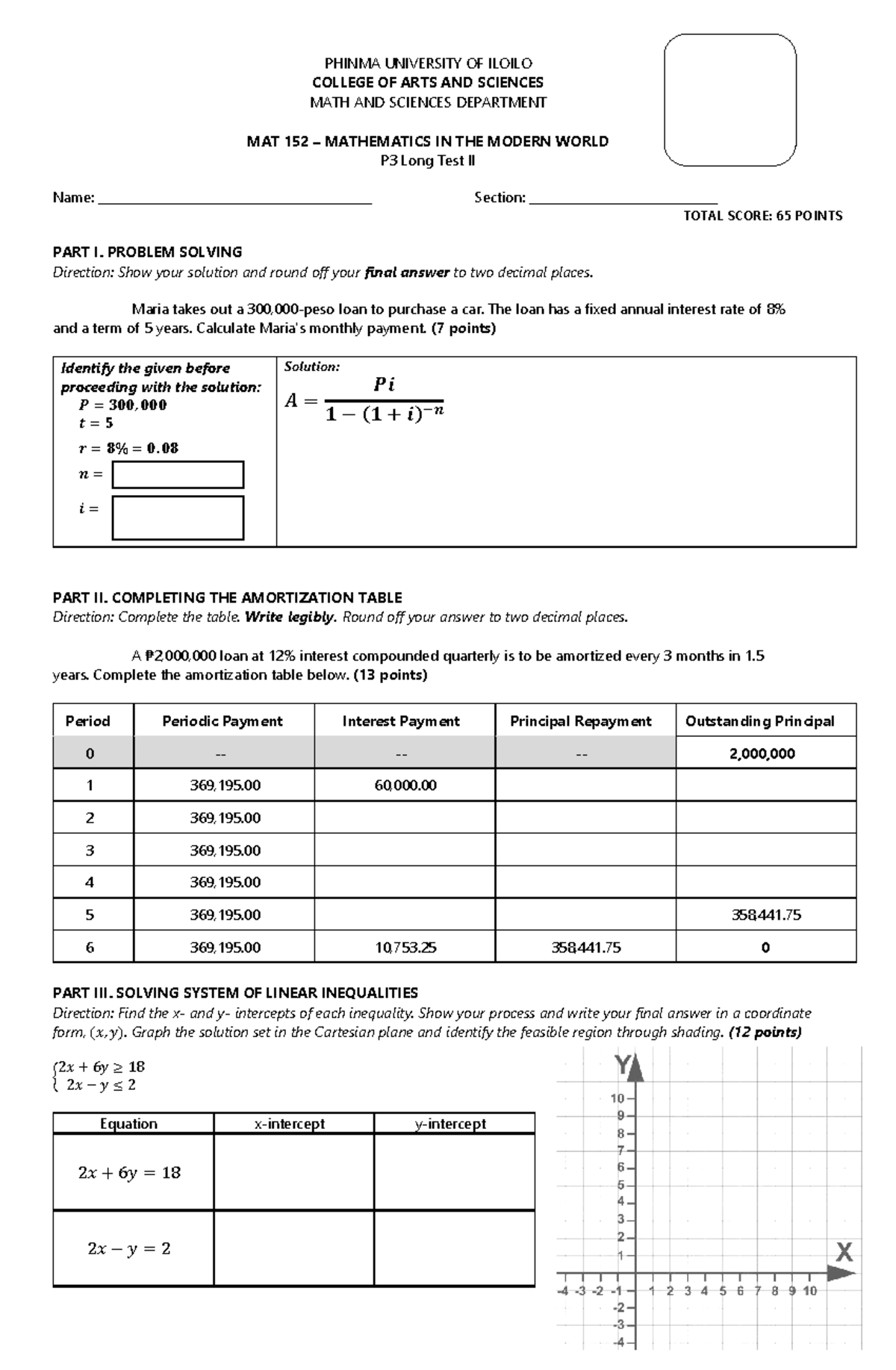 MAT152-P3-LQ2 - I hope this could help - PHINMA UNIVERSITY OF ILOILO ...