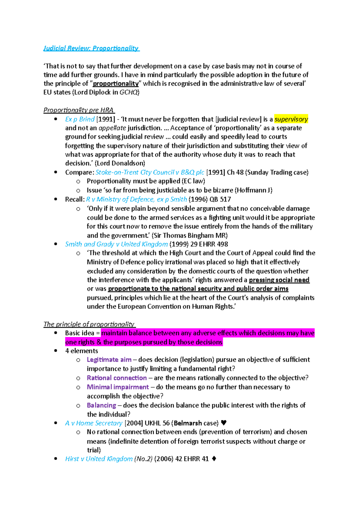 JR - Proportionality - Judicial Review: Proportionality ‘That Is Not To ...