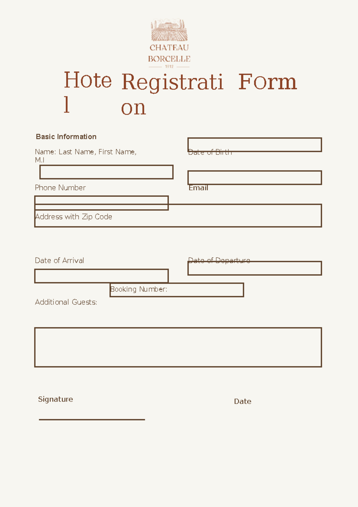 Peach Minimal Beauty Treatment Registration Form A4 Document ...