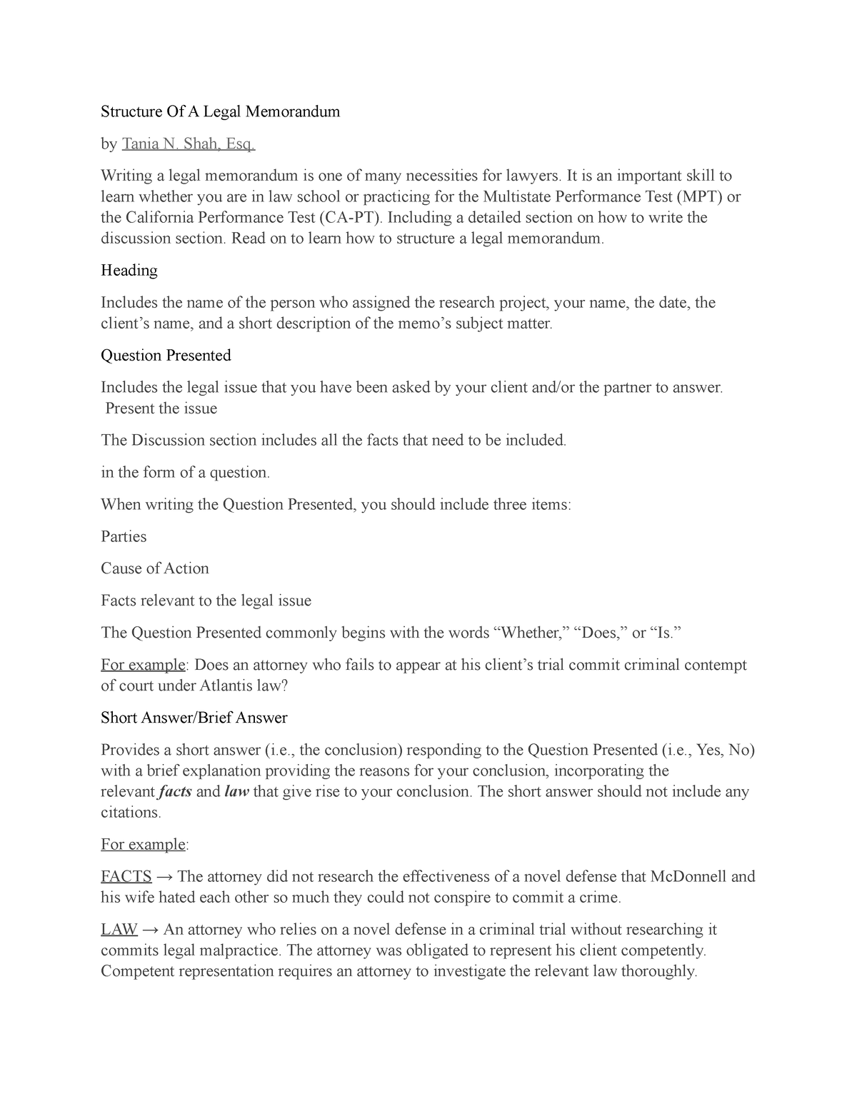 structure-of-a-legal-memorandum-shah-esq-writing-a-legal-memorandum