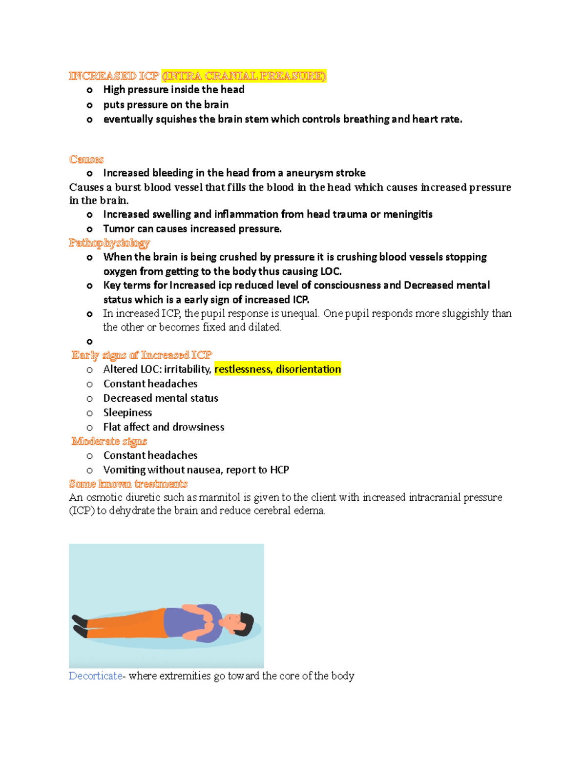 Test 3 study Increased ICP - INCREASED ICP (INTRA CRANIAL PREASURE) o ...