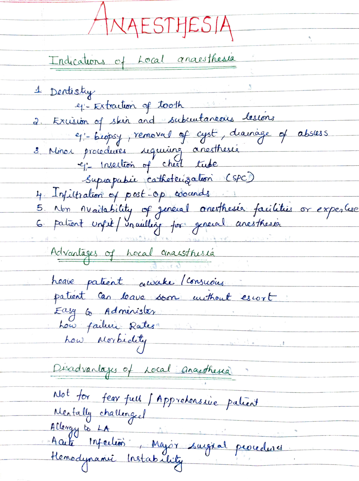 Anesthesia Lecture Notes ANAESTHESIA Lndcaluwns O Loal Anarsthesla 