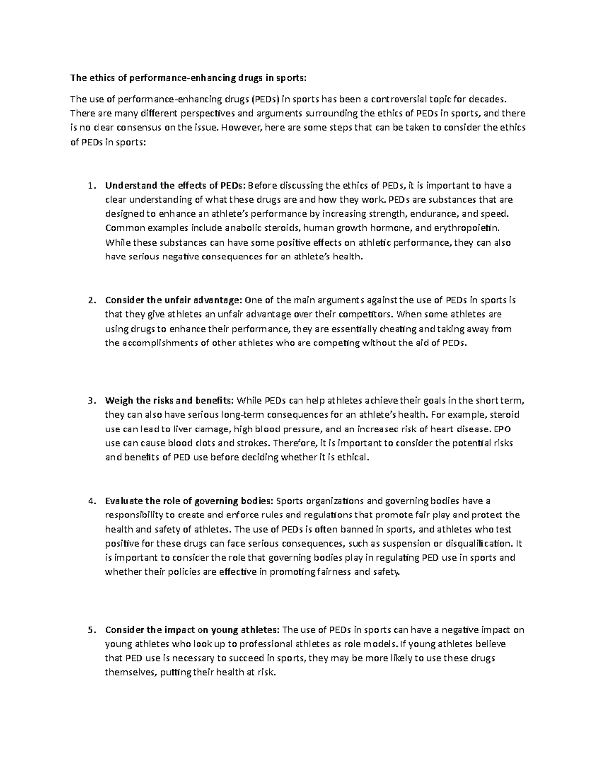 The Ethics Of Performance enhancing Drugs In Sports There Are Many