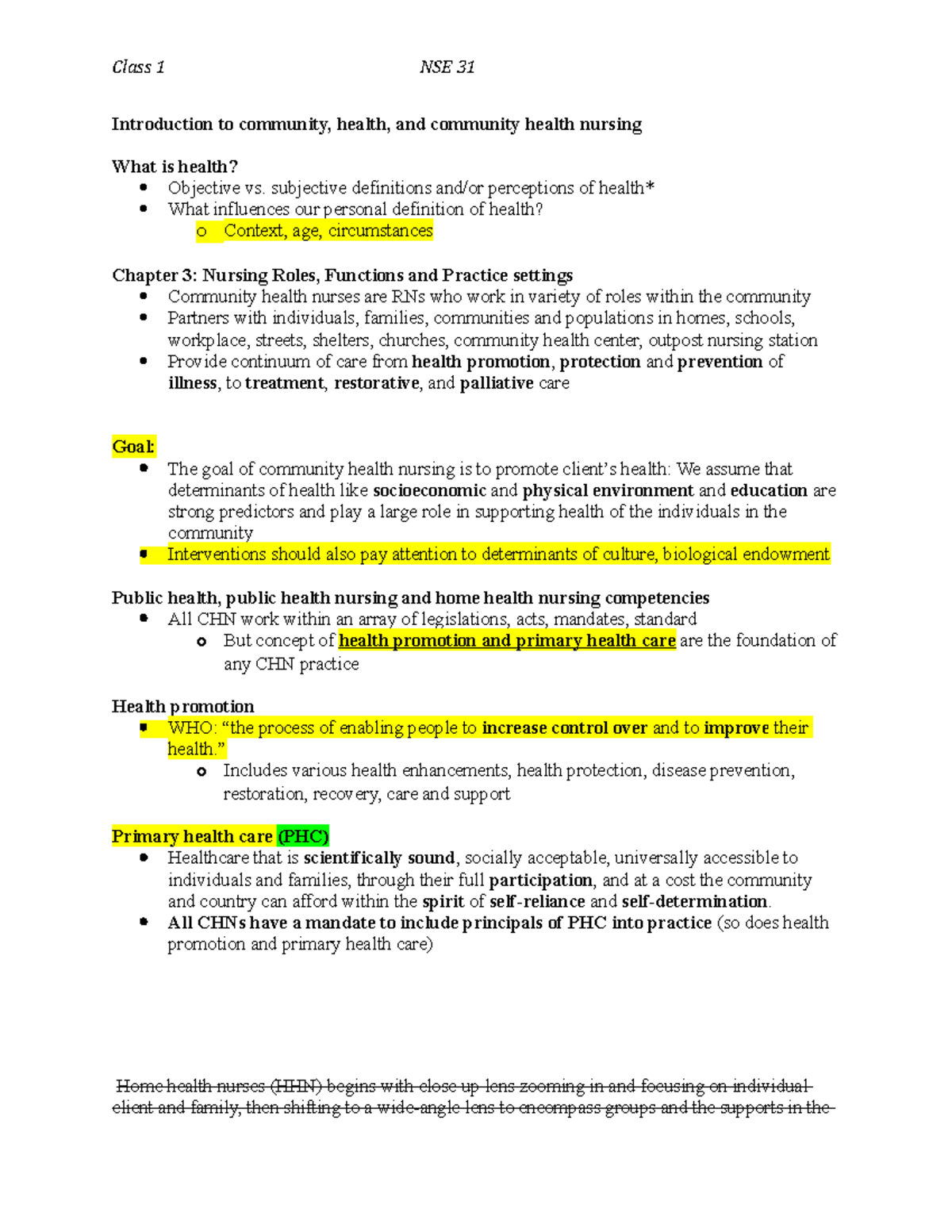 community health nursing assignment topics