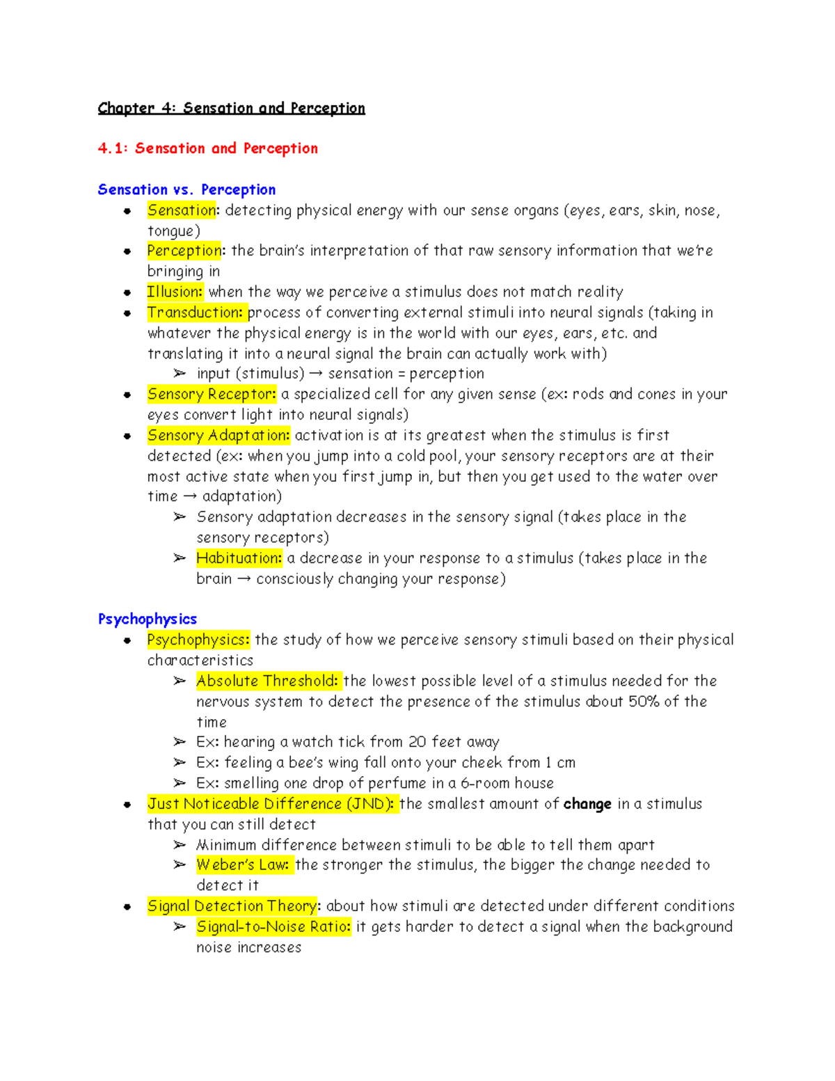 PSYC 100 Chapter 4 Sensation and Perception - Chapter 4: Sensation and ...