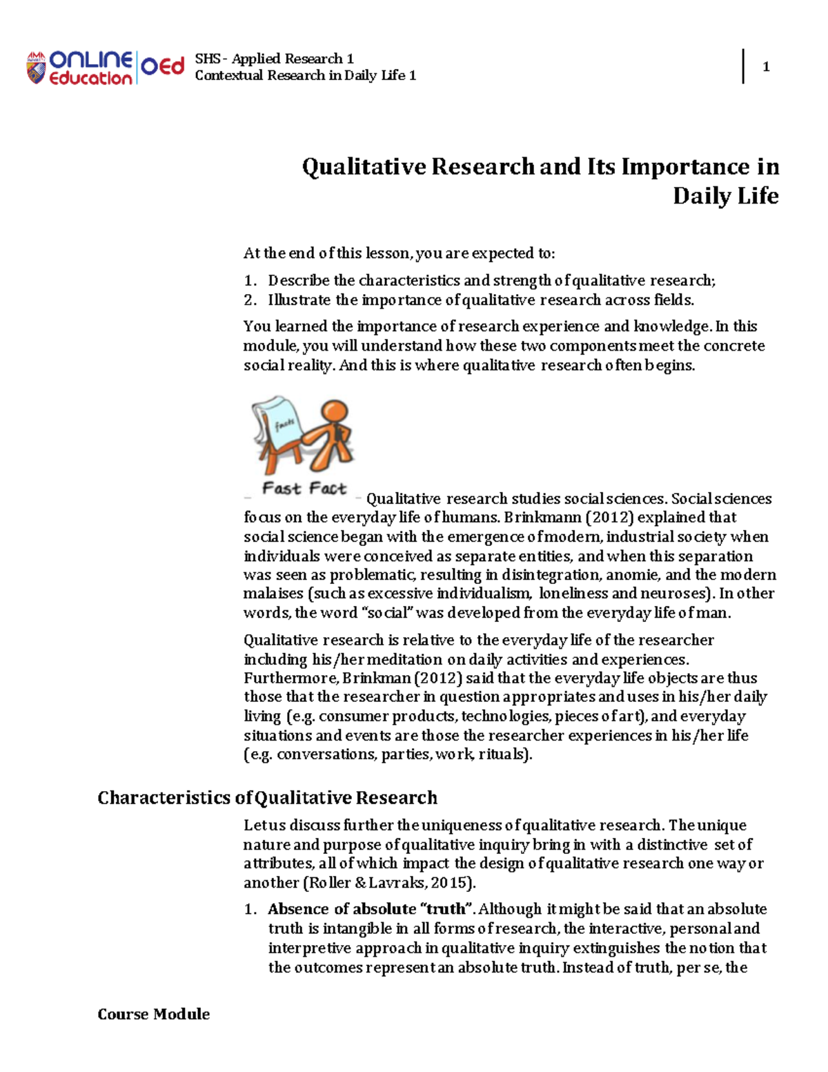 qualitative research and its importance in daily life answer key