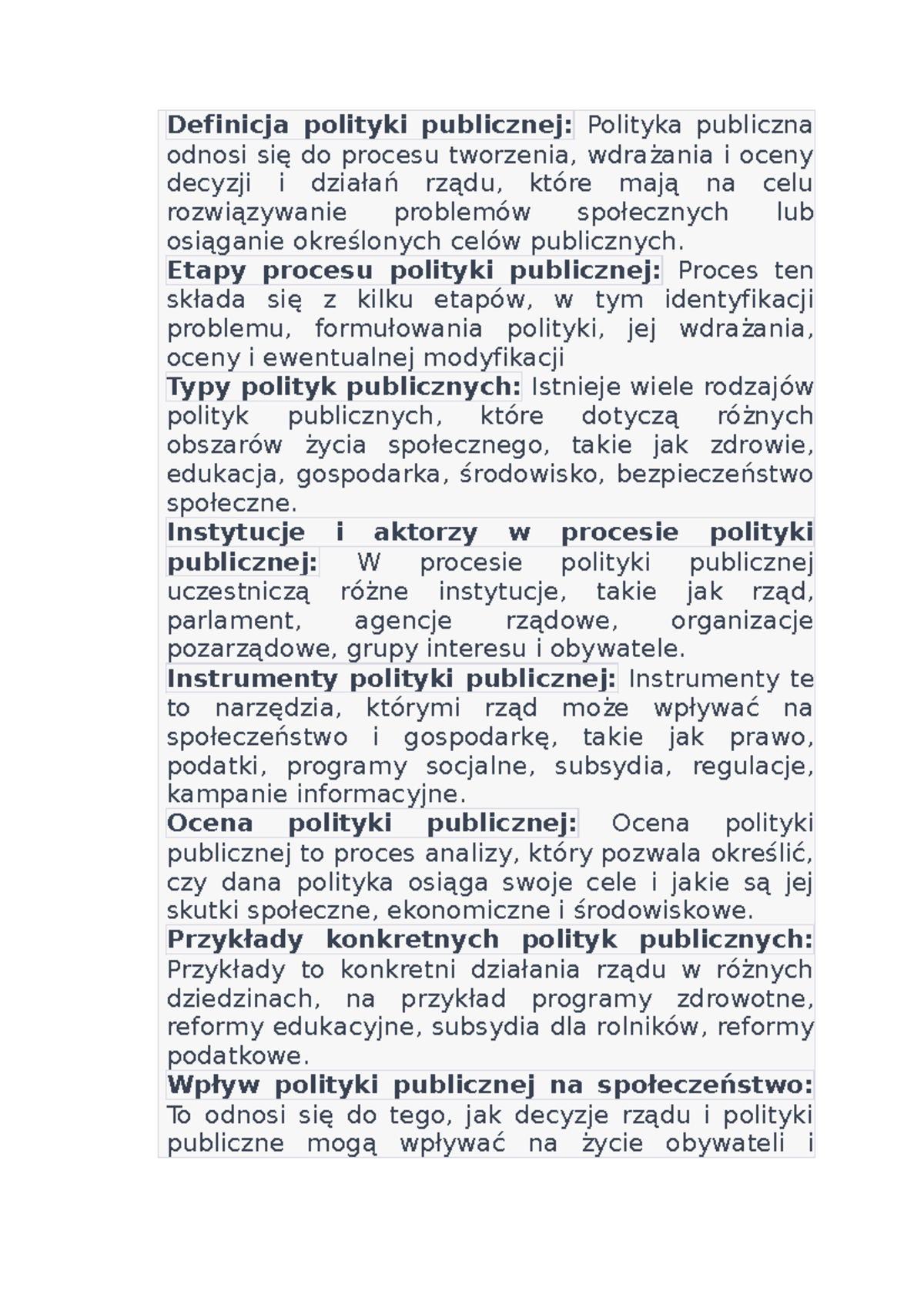 Państwo I Polityka Wos Sprawdzian