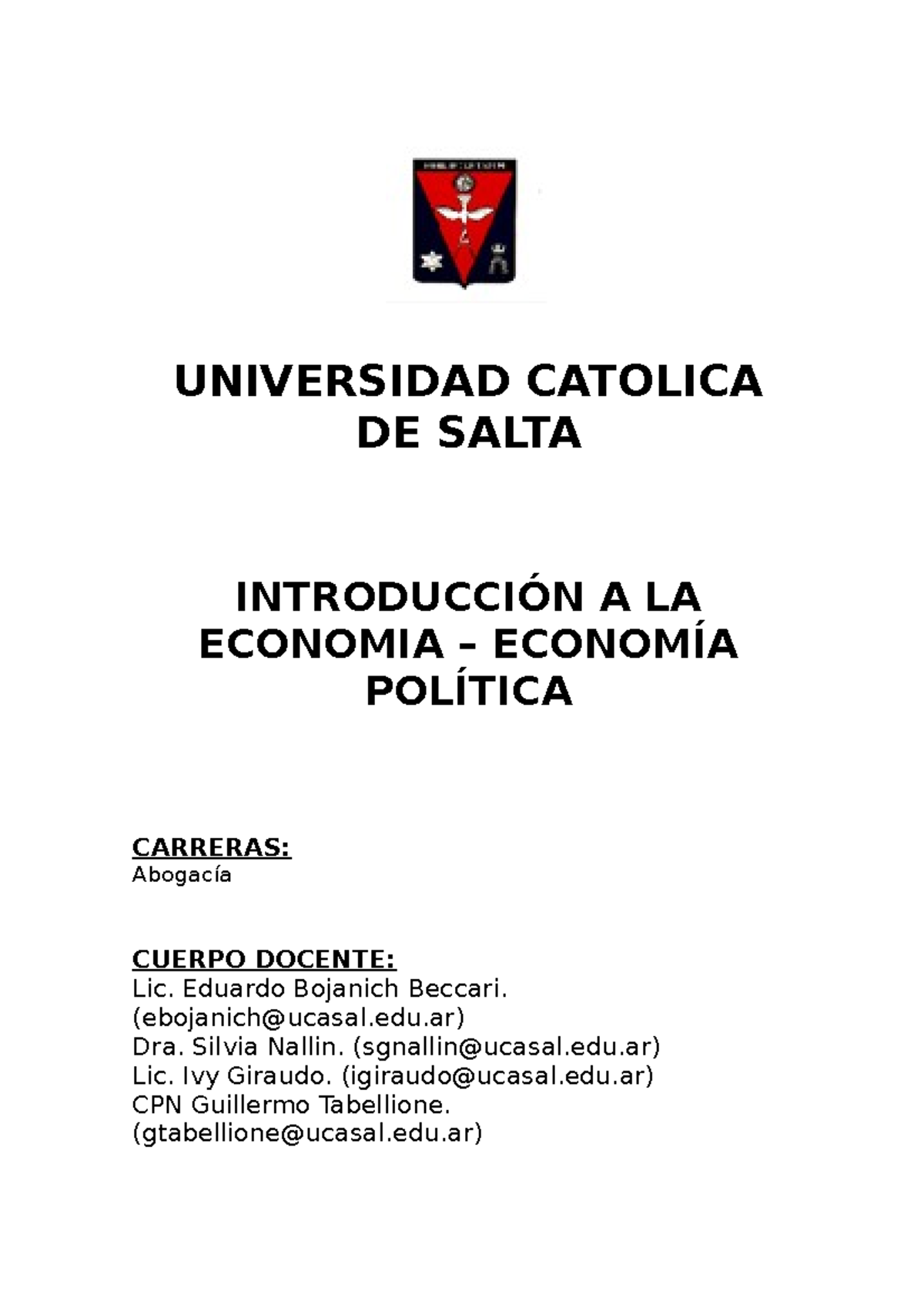 1° Guía TP Economía - Introducción A La Economía - UNIVERSIDAD CATOLICA ...