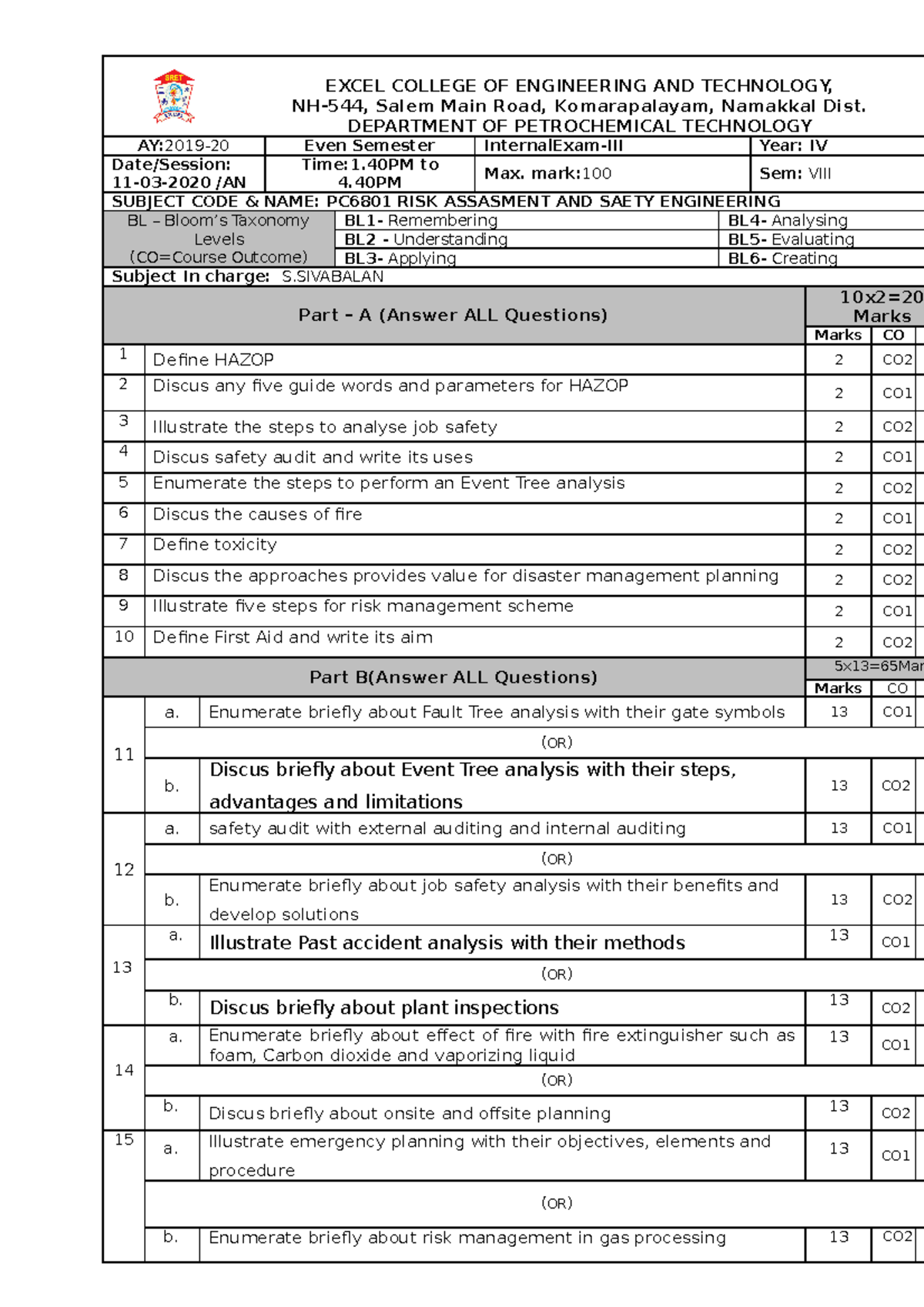 1584072795224 IAE Question Paper Model EXAM - EXCEL COLLEGE OF ...