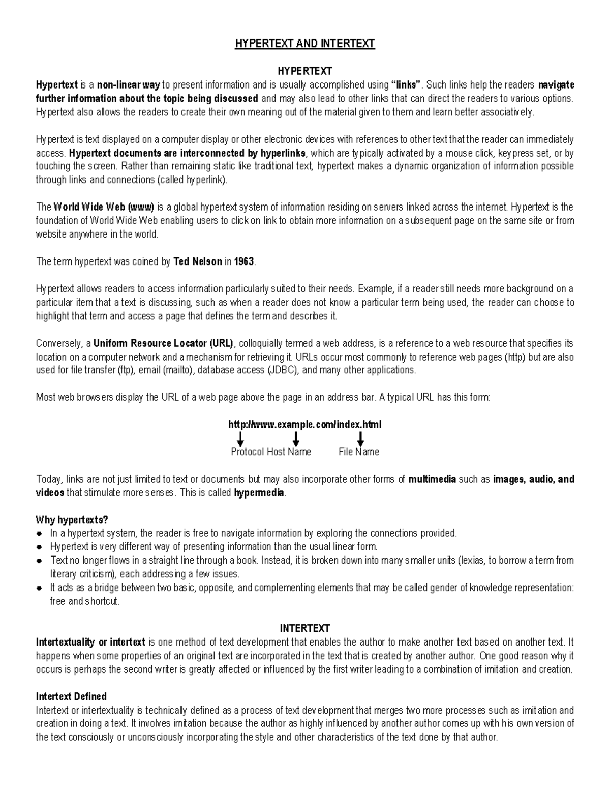 RWS- Second- Quarter - RWS REVIEWER - HYPERTEXT AND INTERTEXT HYPERTEXT ...