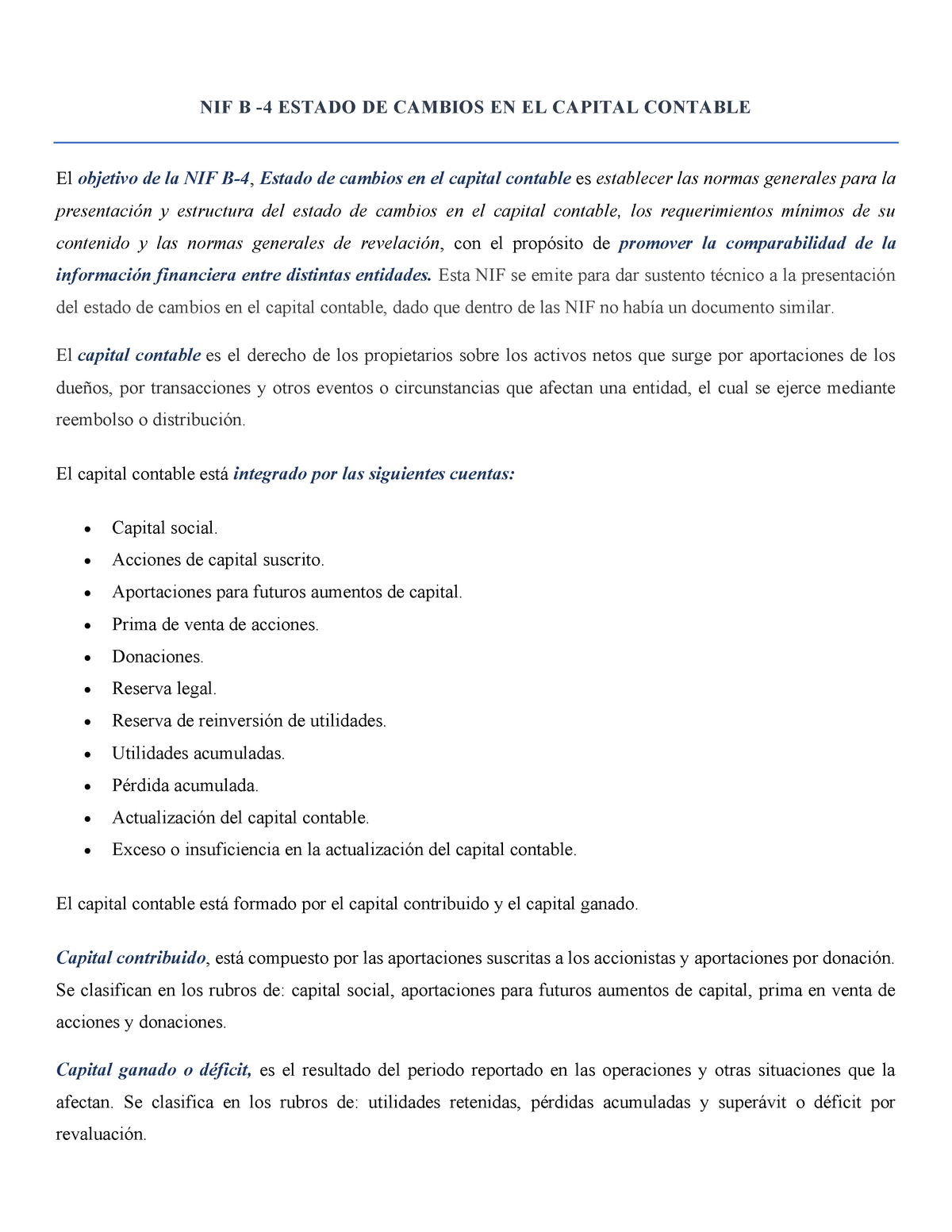 NIF B4 Estado De Cambios En El Capital Contable Contabilidad - NIF B -4 ...