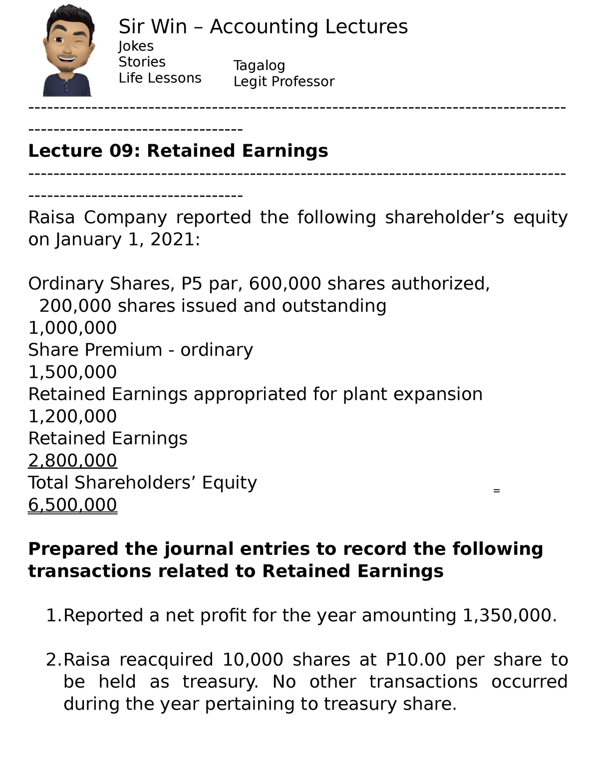 Retained Earnings Meaning In Tagalog