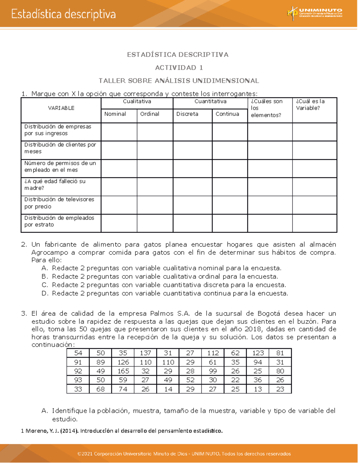 Actividad 1 Estadistica Descriptiva - ESTADÍSTICA DESCRIPTIVA ACTIVIDAD ...